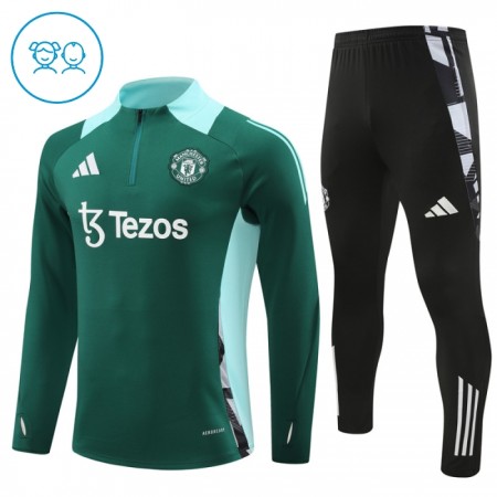 Manchester United Kind Trainings Sweatshirt Kwart-Zip 2024-25 Groene Manchester United Kind Trainings Sweatshirt Kwart-Zip 2024-25 Groene